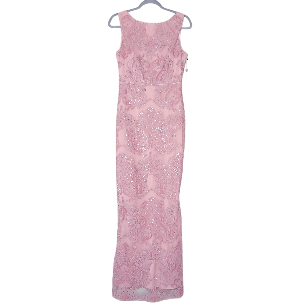 Laundry Baroque Motif Sequined Mesh Long Gown 4 - Picture 4 of 9